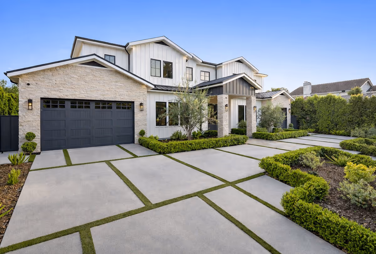 Luxury home with a new garage door