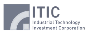 ITIC 工業技術投資公司標誌，帶有藍色方形和弧形設計元素。