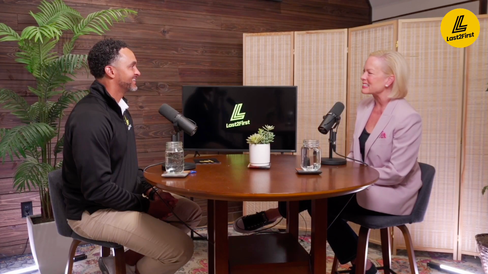 Gateway Fleets Board Chair Angela Strand speaks with host Jason Burns during an episode of the Last to First podcast.