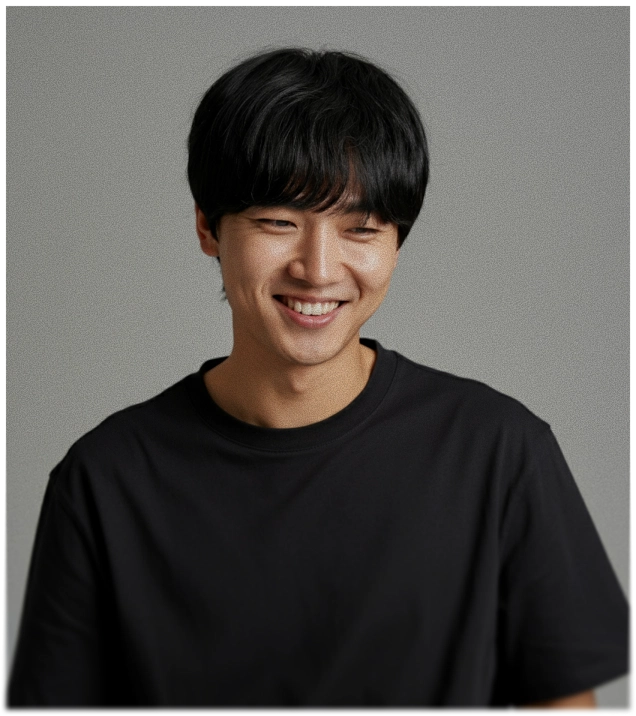 Smiling young man in a black T-shirt