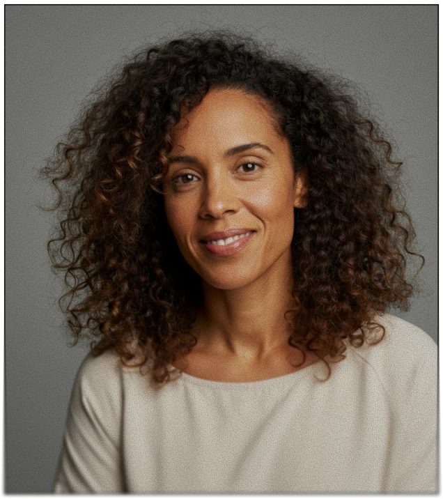 Portrait of a woman in a linen shirt in soft sunlight