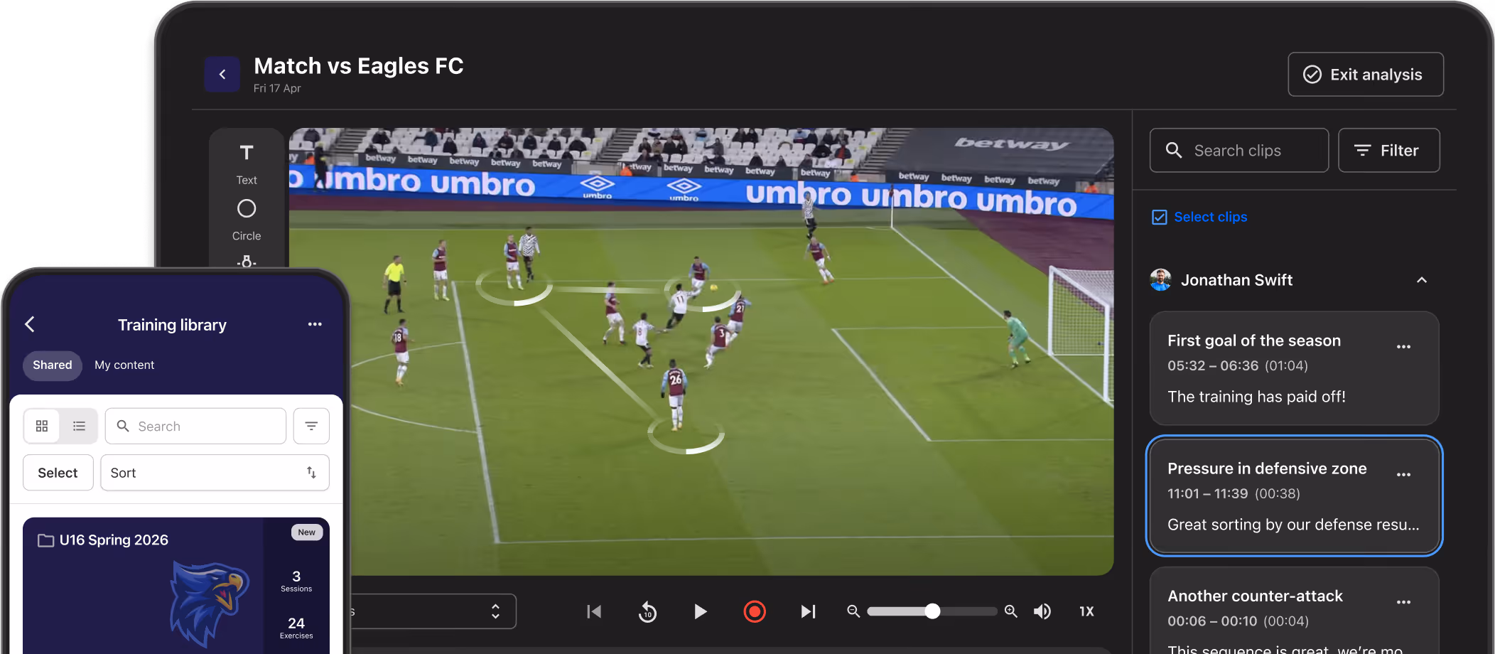 Video analysis tool and training library in mobile.
