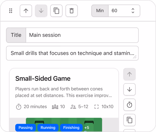 Create training sessions