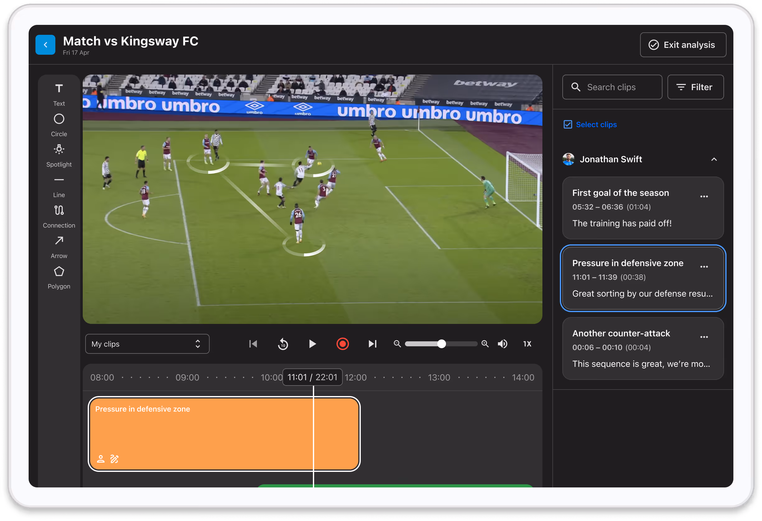 Video coaching tool with clips and comments