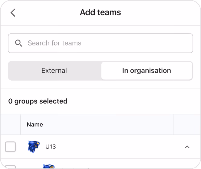 Adding teams from within or outside your organisation 