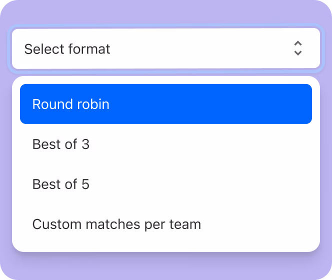 Setup for tournament or league rules