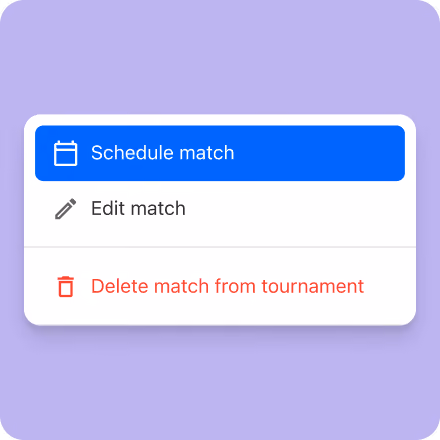 Admin settings for matches