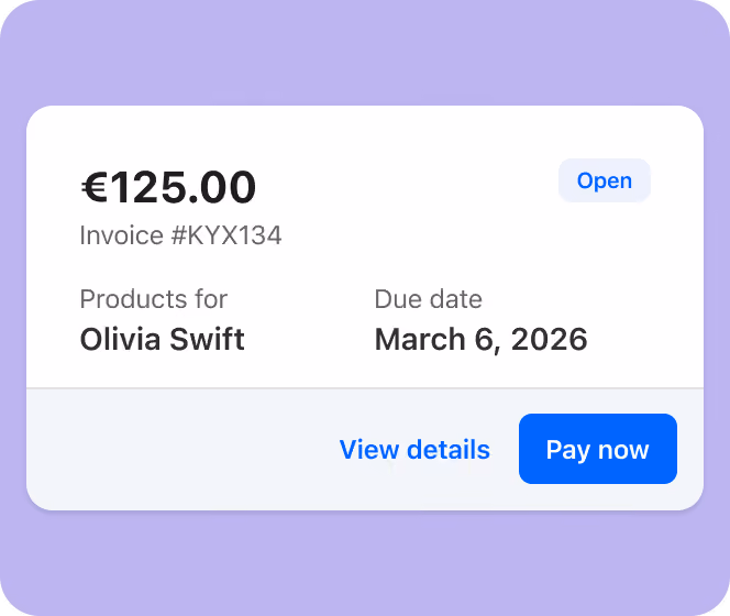 Payment card with clear "pay now" action