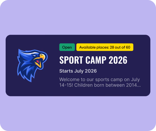 Registrations published on your website