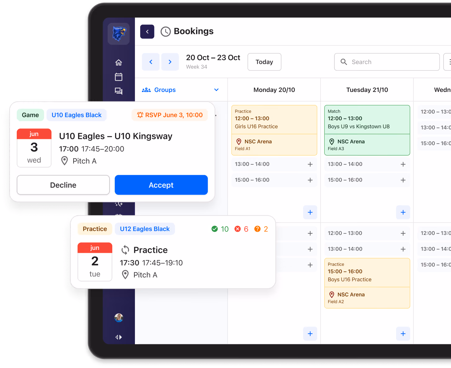 Season planner, event invitations and notifications