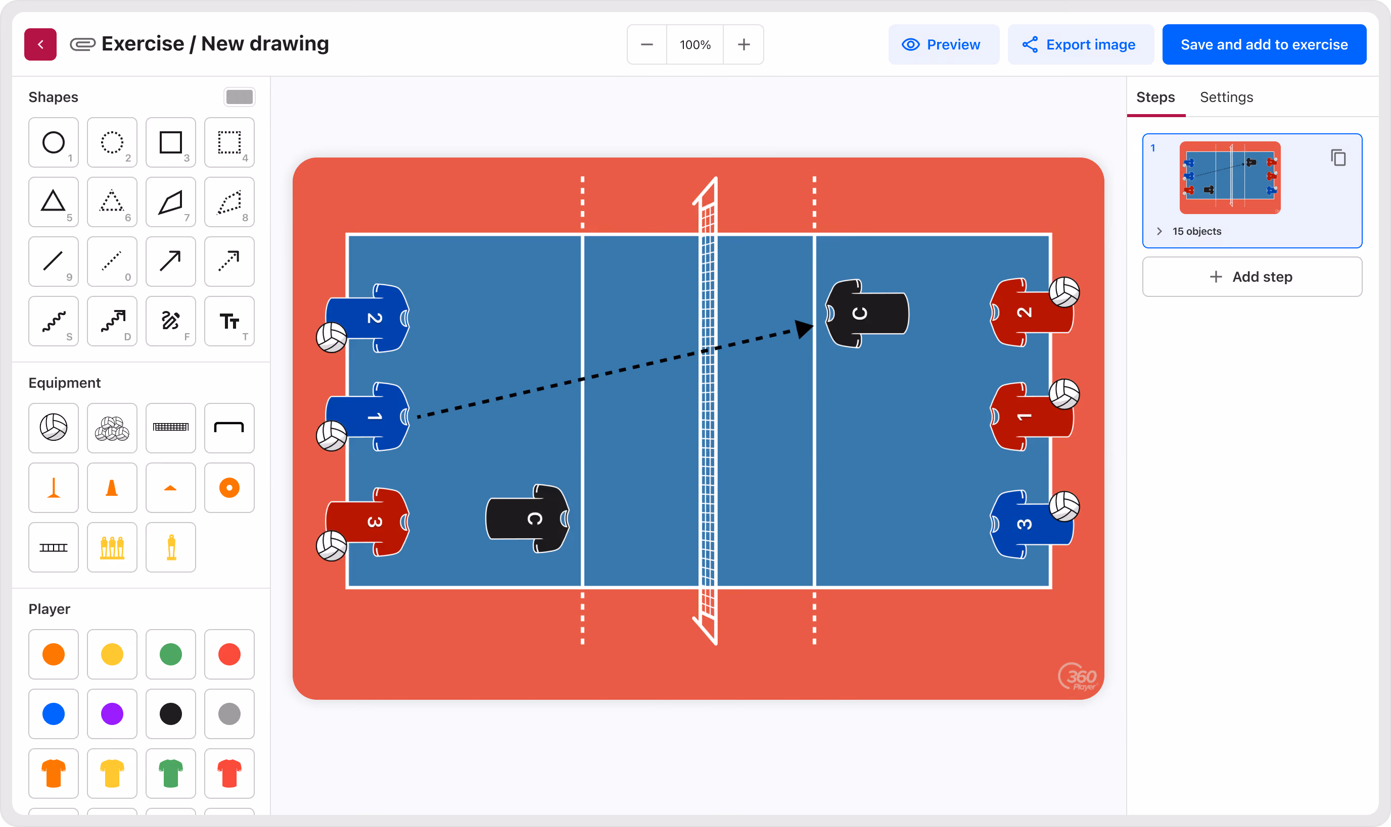 Drawing tool for volleyball