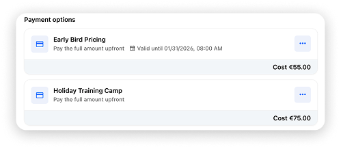 Payment option with valid from and until dates