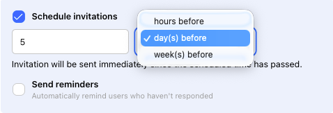 Automatic event invitation offset settings