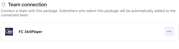 Registration package linked to a team group at sign-up