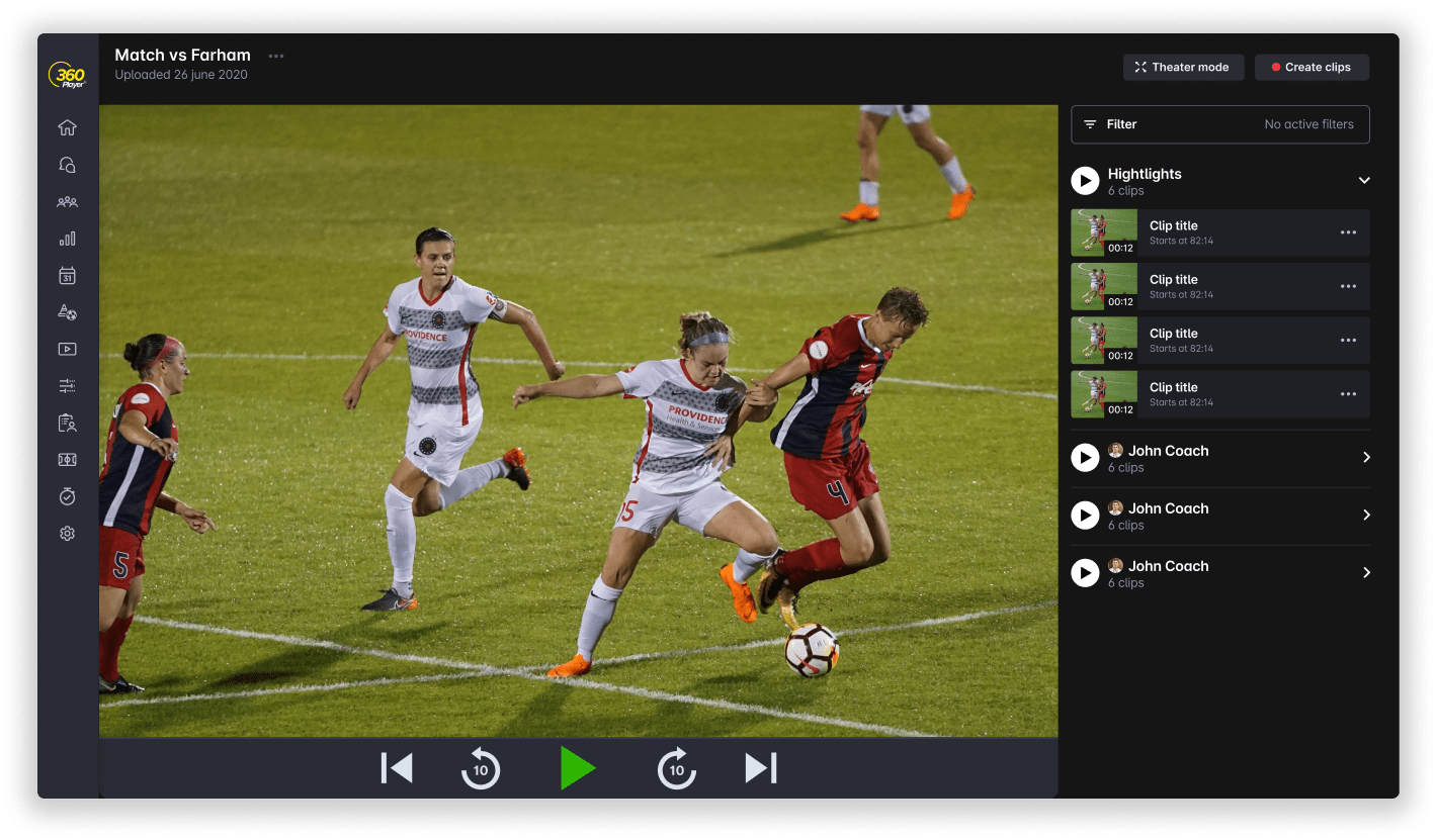 Video play mode showing a match video on a larger playback screen