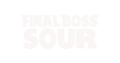 Text reading 'FINAL BOSS SOUR' in bold, pale pink letters on a black background.
