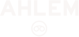 Logo text 'AHLEM' in white uppercase letters above a simple circular design with two concentric circles.