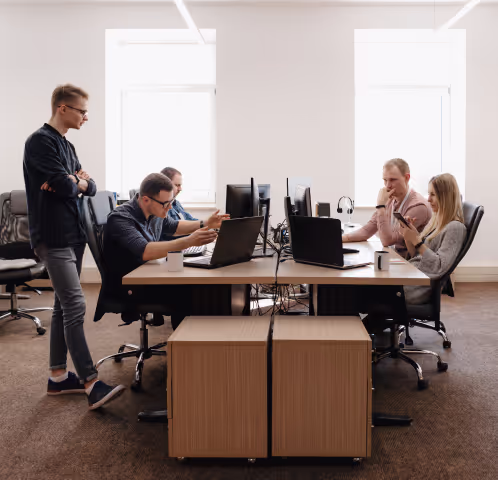 Employee team discussion