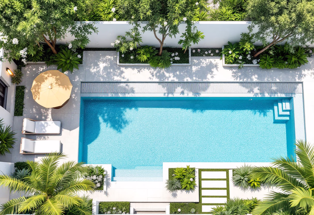 image of a landscaped pool area