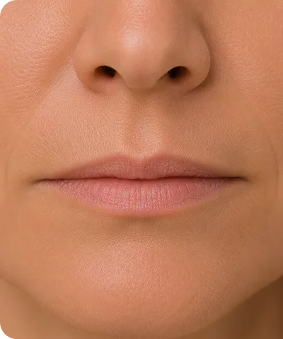 Close-up of a person's lips and lower nose with smooth skin texture.