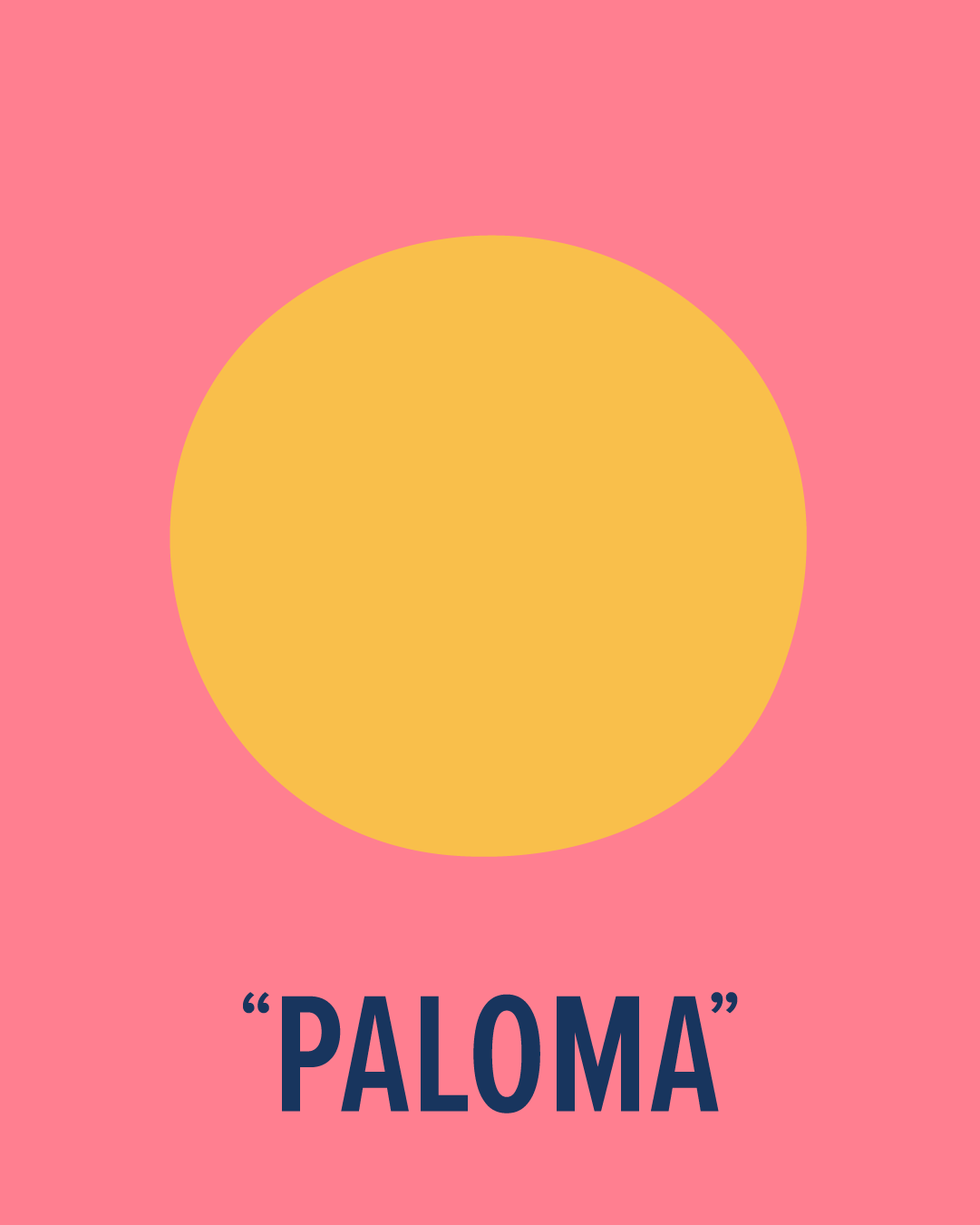 Recess Zero Proof 'Paloma' flavor icon: large cream circle on a pink background, part of the illustrated mocktail flavor identity system.