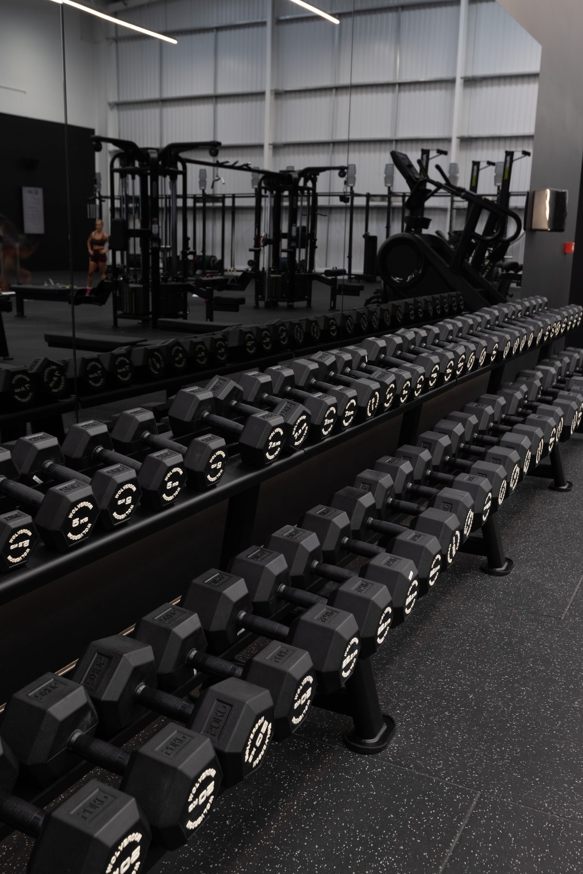 Wolverson dumbbell racks in the strength zone at Atlas Training Club, Adlington