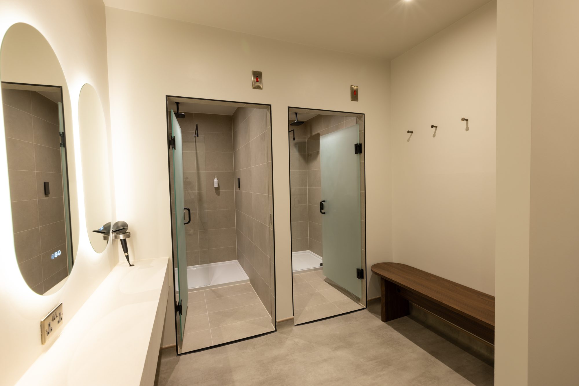 Changing rooms and showers at Atlas Training Club, Adlington