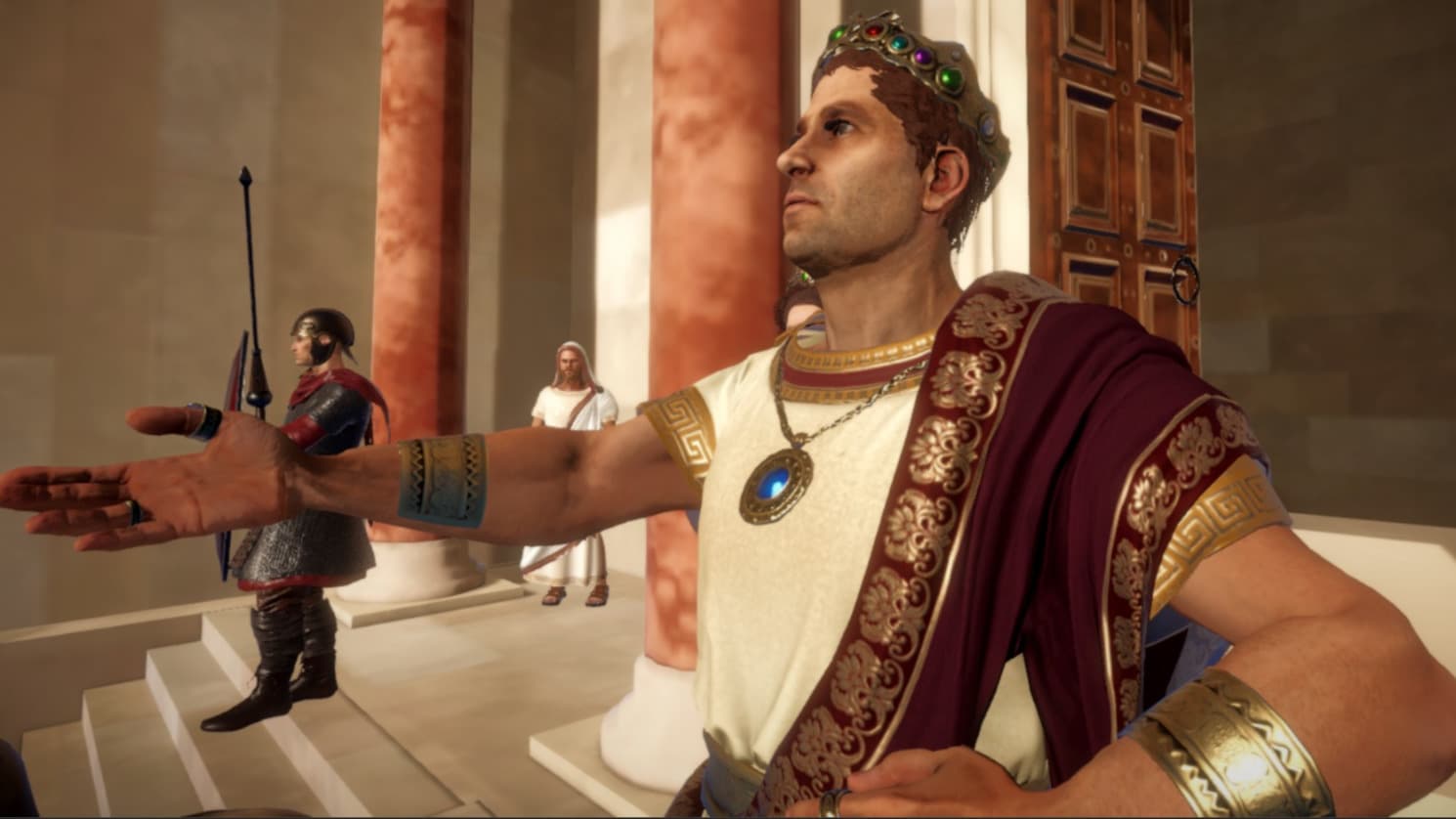 Emperor Diocletian addressing his people in VR scene at Peristyle Diocletian's Palace Split