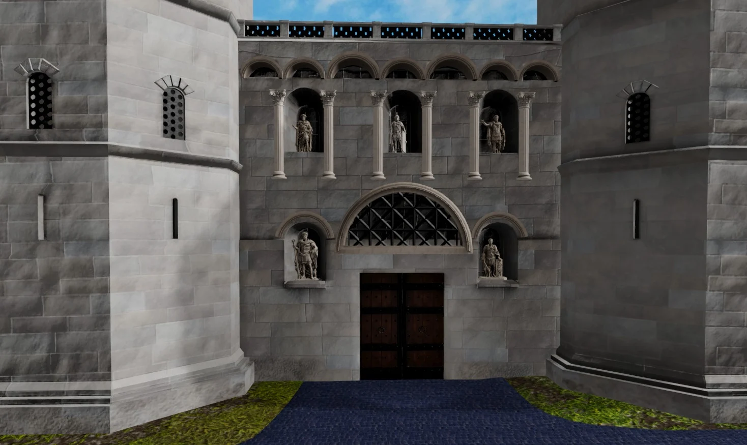 Golden Gate of Diocletian's Palace VR reconstruction with Roman emperor statues as it appeared in 305 AD Split Croatia