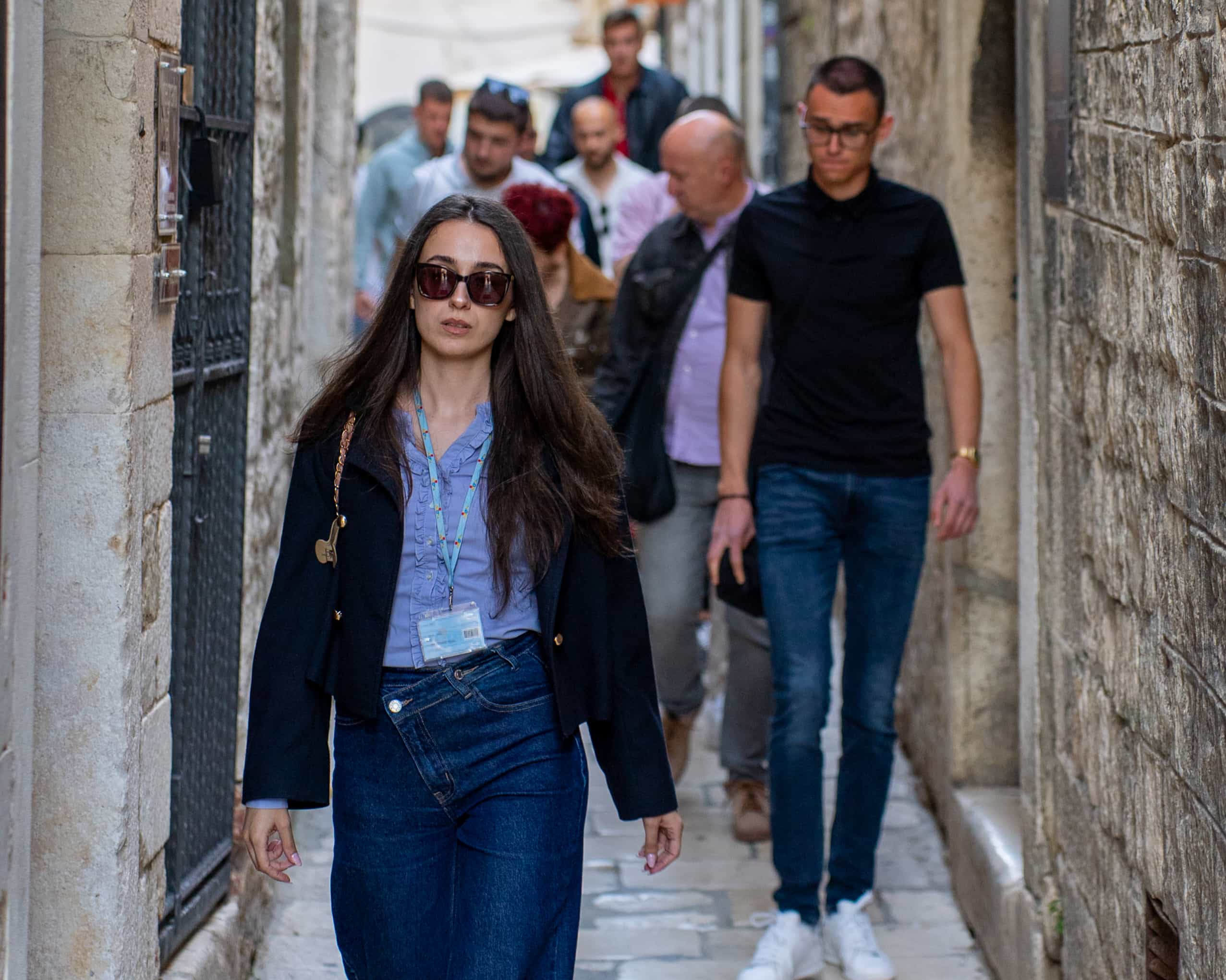 Time Walk private group walking through the Old Town of Split with their guide