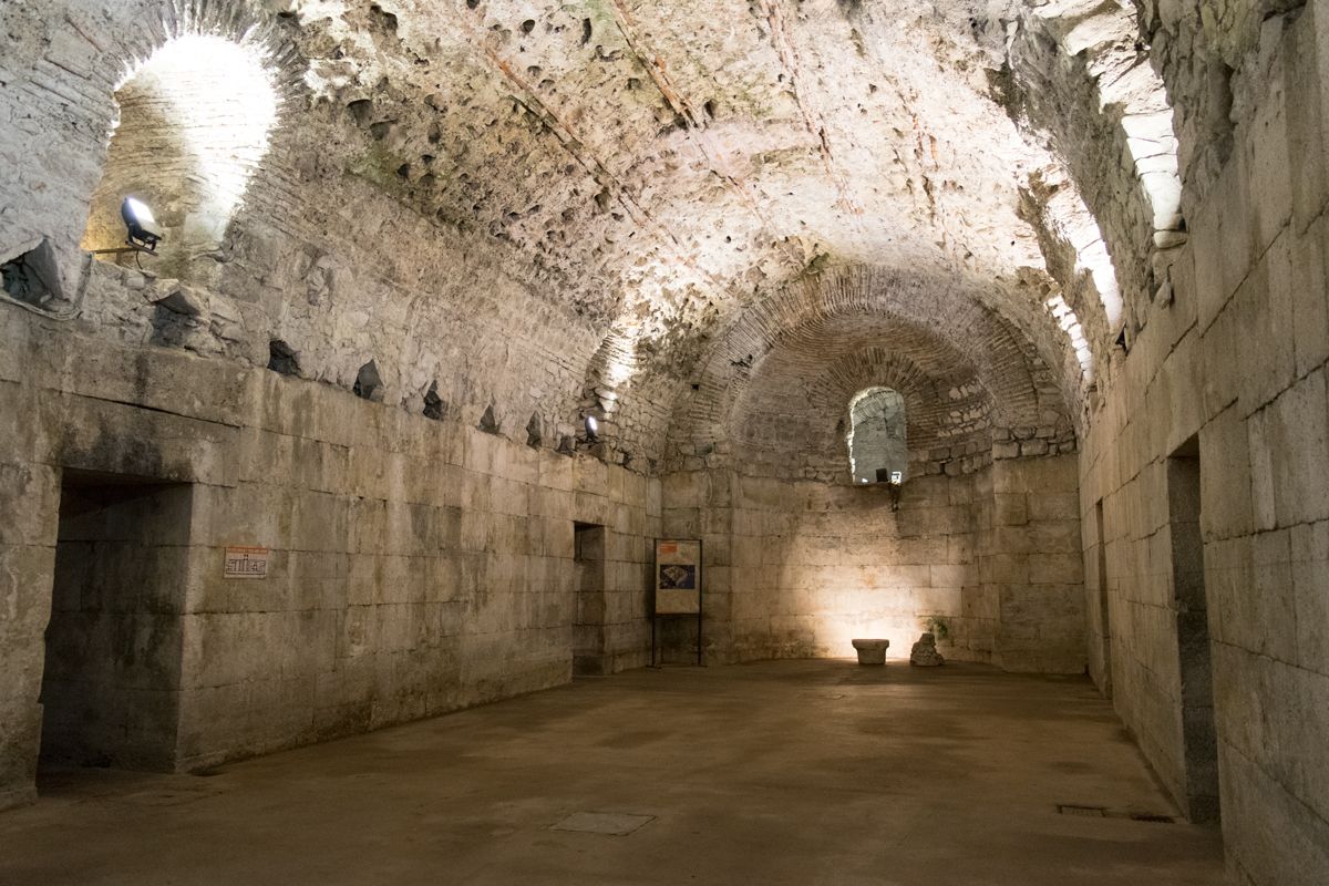 Vaulted underground hall of Diocletian's Cellars used as the Meereen dungeons in Game of Thrones