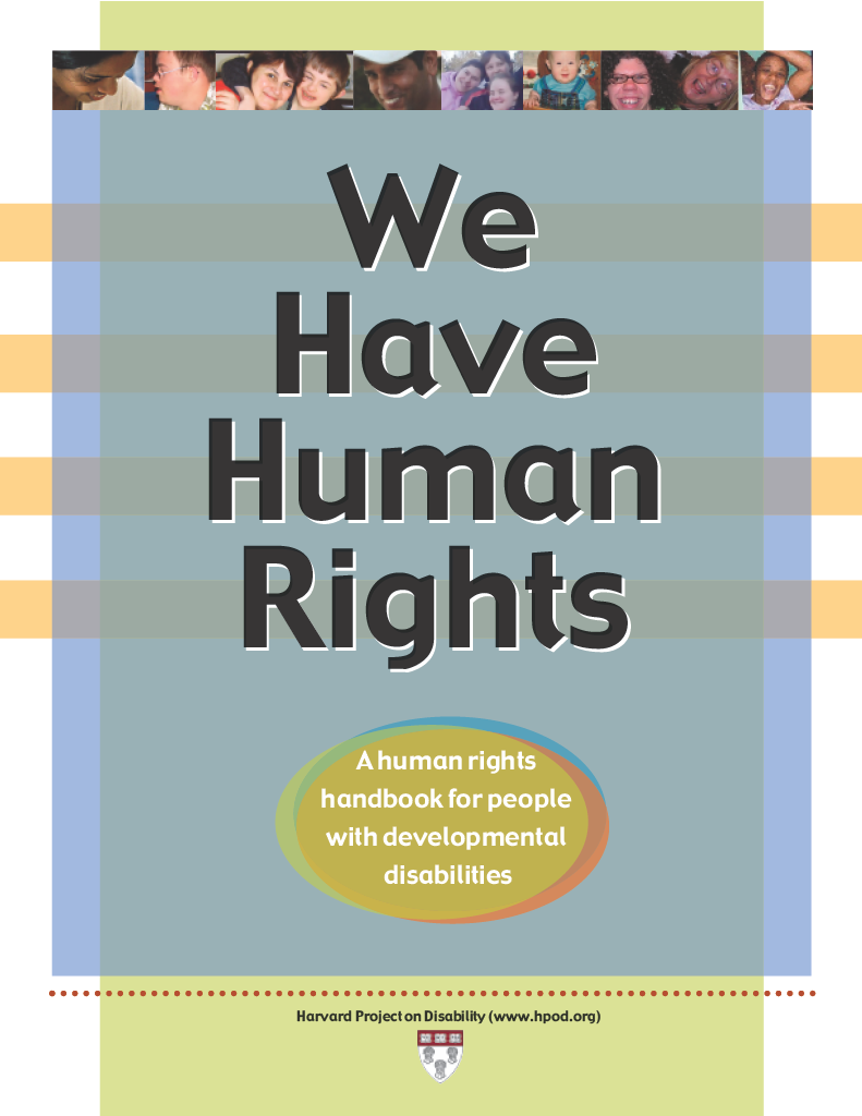 Cover: We Have Human Rights, a handbook for people with developmental disabilities