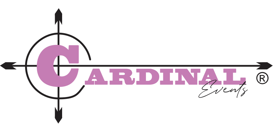 Logo with a large pink C and the word Cardinal Events with arrows around the C and a registered mark.