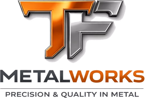 Logo with stylised letters TF, text reads METALWORKS and Precision & Quality in Metal.