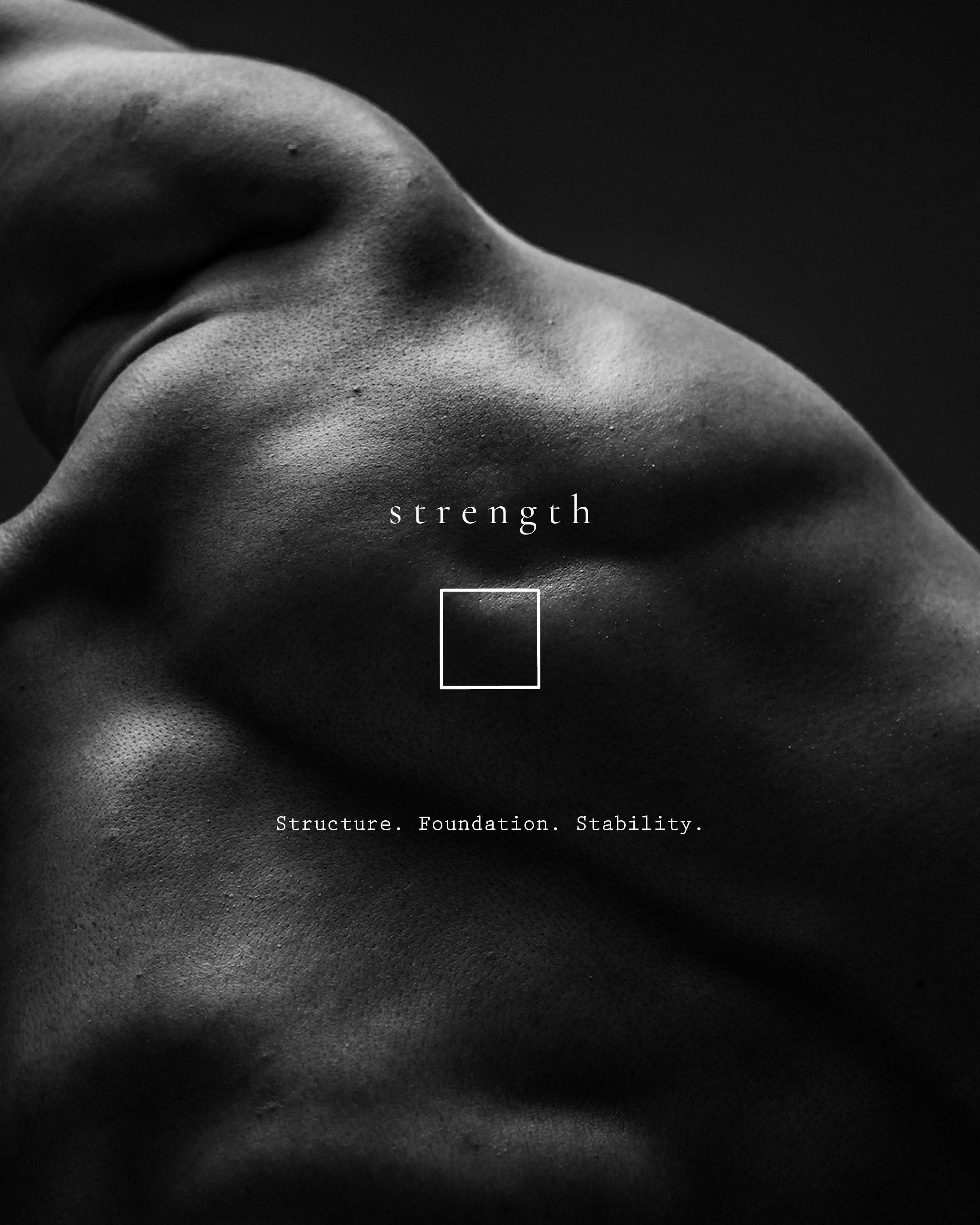 Black and white detail of the human body representing strength.