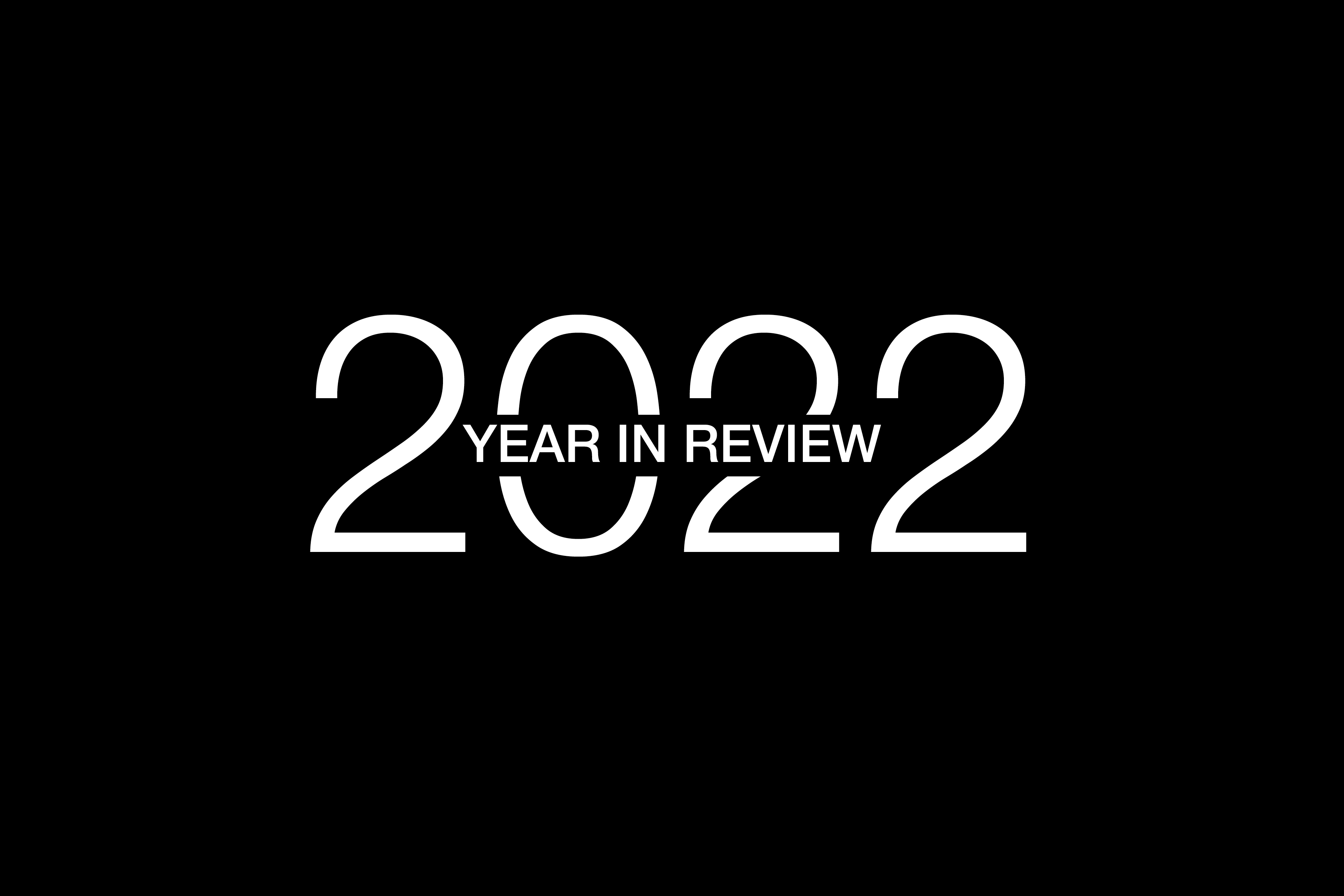 2022 Year in Review title card in white type on black
