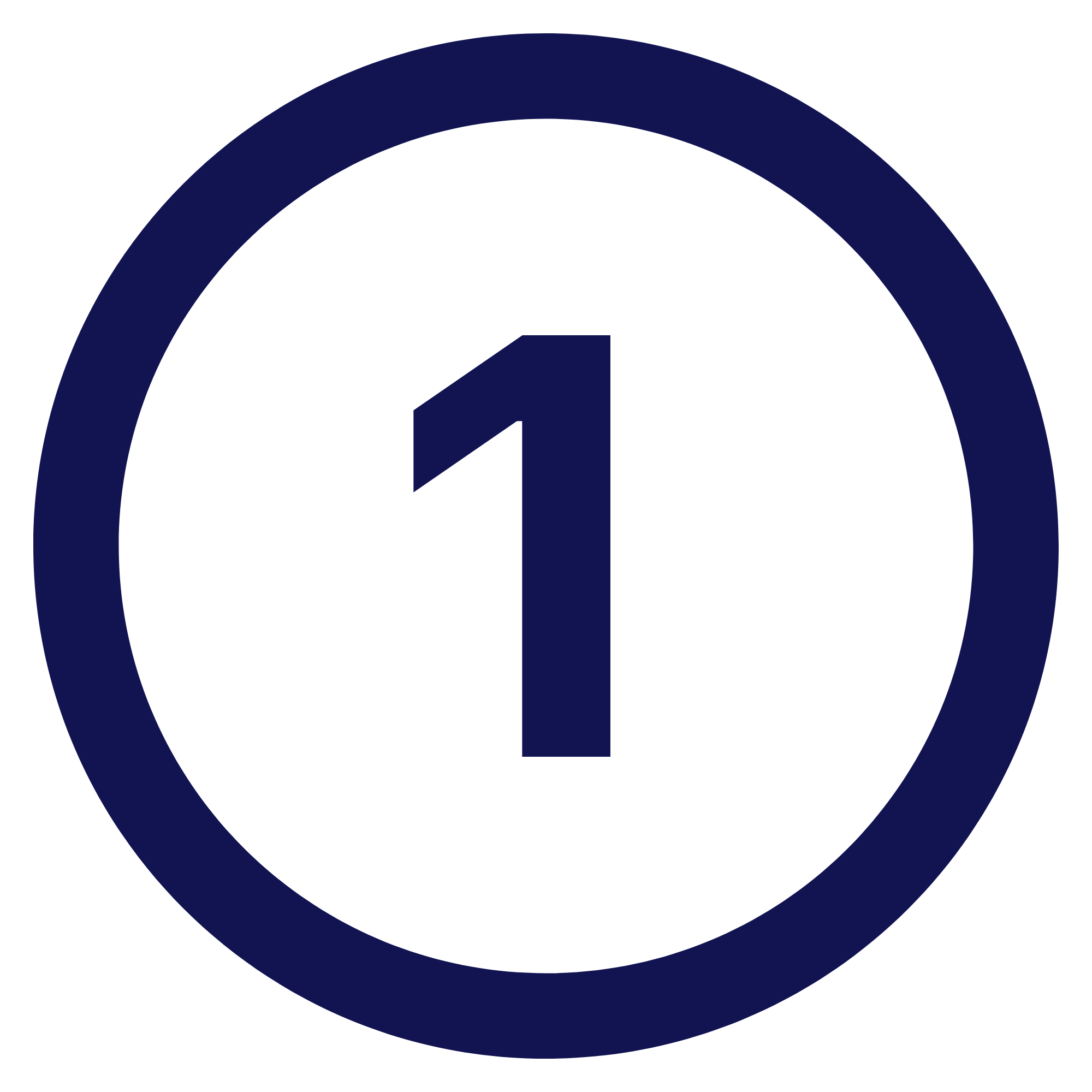Dark blue number 1 centered inside a dark blue circle on a transparent background.