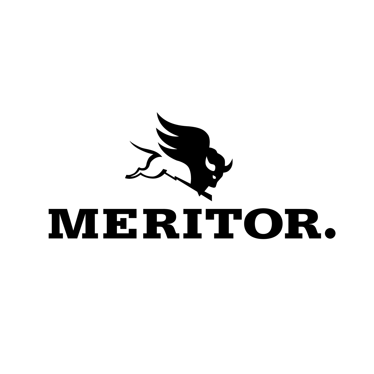 Meritor logo consisting of a stylized flying winged bison head above the word MERITOR in bold uppercase letters.