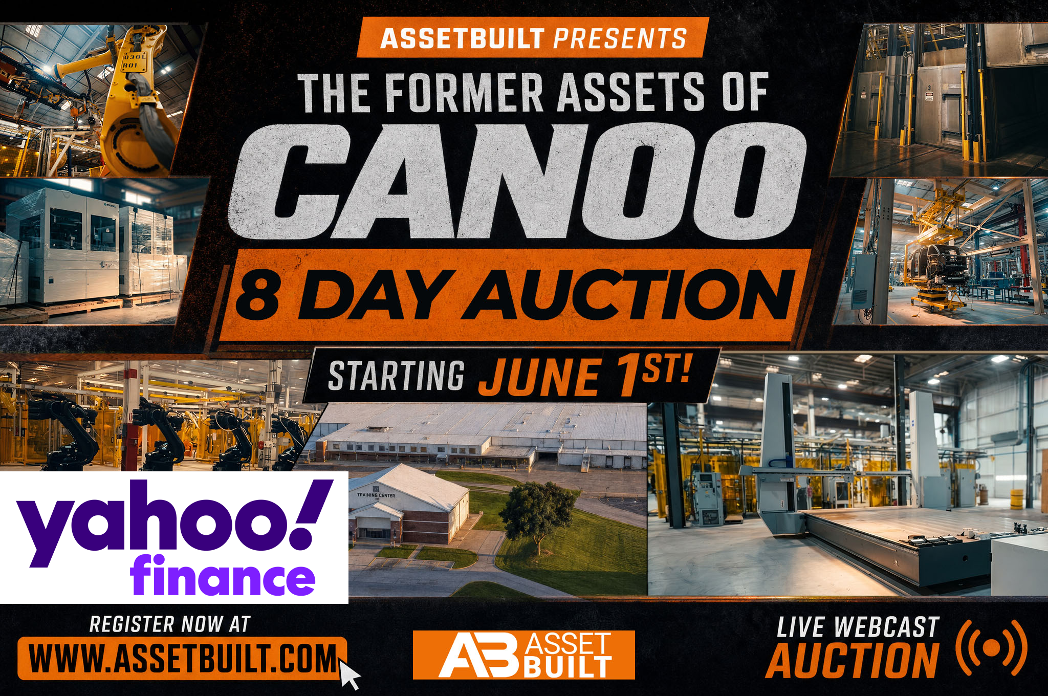 AssetBuilt announced it will conduct a major global webcast auction featuring the former assets of Canoo and Arrival from a state-of-the-art electric vehicle manufacturing facility in Oklahoma City. The eight-day online auction event begins May 18, 2026, at 10:00 a.m. CST.  The sale presents a rare opportunity for manufacturers, integrators, and EV industry participants to acquire late-model, production-ready equipment from a recently outfitted facility designed for next-generation electric vehicle manufacturing. Much of the equipment was installed as recently as 2023 and remains in exceptional condition.  A centerpiece of the auction is the highly sought-after Manz battery production line, marking a significant offering to enter the secondary market. The event also includes Arrival-associated assets, expanding the auction's appeal for buyers focused on electric vehicle production, energy storage, robotics, and advanced manufacturing operations.  The Oklahoma City facility was purpose-built to support modern EV manufacturing with integrated robotic automation, modular assembly systems, precision processing environments, and comprehensive plant infrastructure. Buyers will have the opportunity to purchase individual machines, complete production cells, or fully integrated systems.  Auction highlights include EV assembly and automation systems featuring robotic cells, conveyor-based production lines, and modular manufacturing systems, including the Manz line. Additional assets include precision manufacturing equipment, battery and energy storage systems, testing and quality control equipment, diagnostics and validation stations, and extensive plant infrastructure assets such as compressed air systems and electrical distribution equipment.  According to AssetBuilt CEO Tara Shaikh, the auction represents an exceptional opportunity for companies seeking to accelerate manufacturing expansion without the long lead times associated with sourcing and commissioning new equipment. "This is an opportunity to acquire modern, low-hour equipment from a fully integrated EV manufacturing environment," said Shaikh. "The scale, quality, and readiness of these assets make this a highly compelling event for automotive and advanced manufacturing buyers worldwide."
