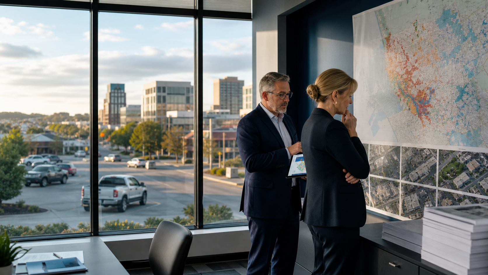 Insurance actuarial and claims leaders reviewing AI-assisted catastrophe portfolio risk signals