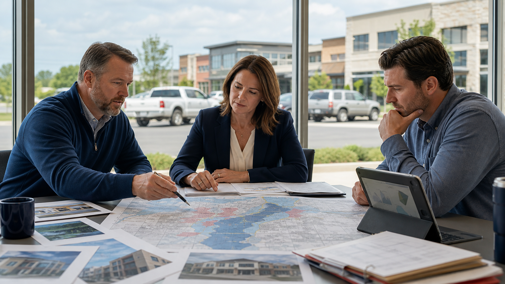 Insurance risk leaders reviewing property resilience evidence and AI-assisted portfolio signals