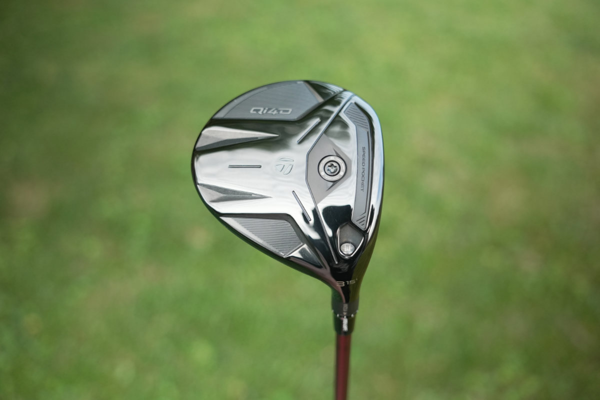 TaylorMade Qi4D Shadowfall Edition 15 degree 3-wood face view with Fujikura Ventus Red 7S shaft