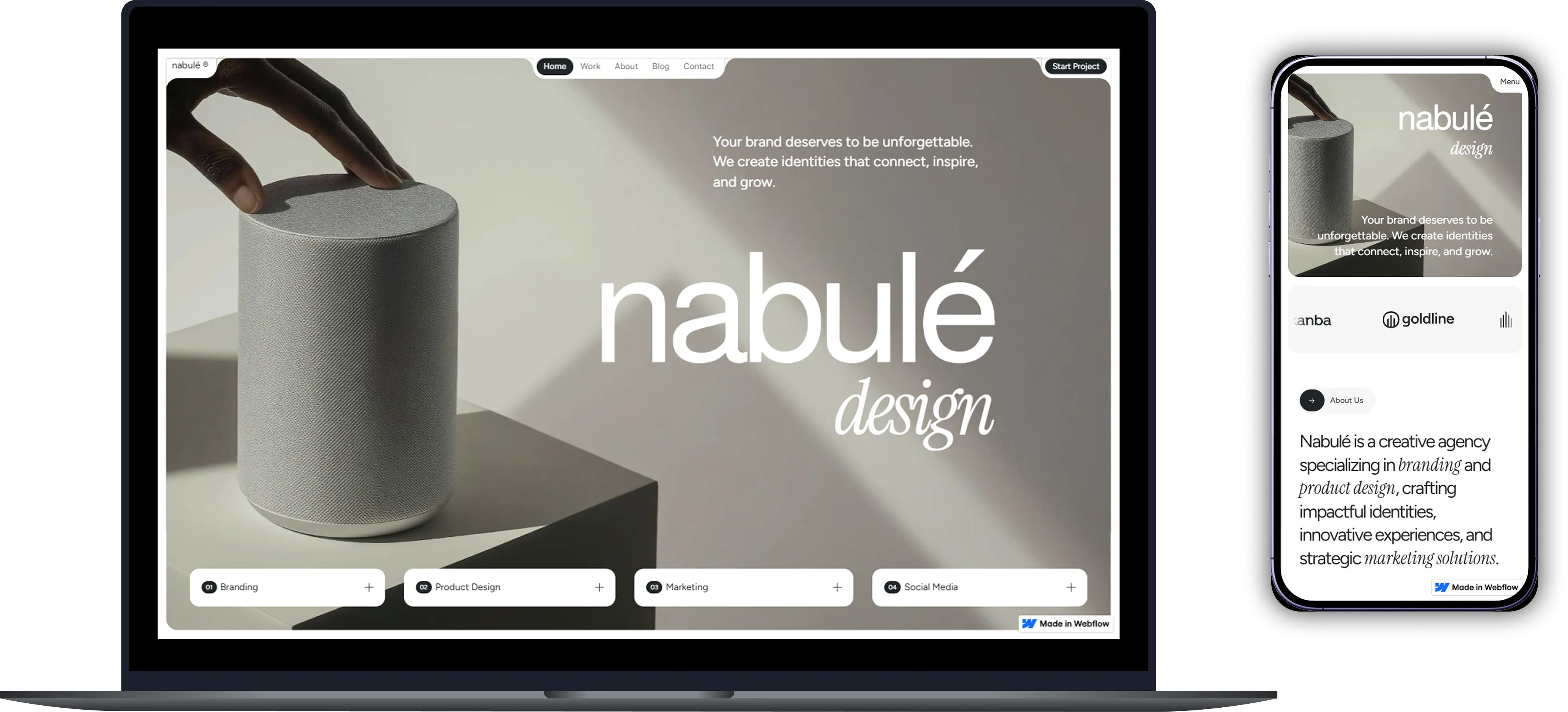 Laptop and smartphone showing Adaptive website with business goals, software services, and call-to-action button.