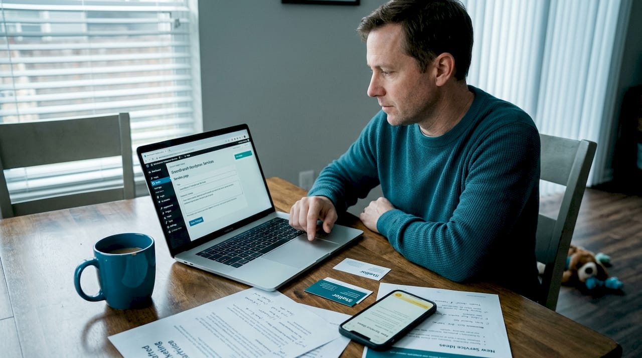 Business owner edits website for SEO