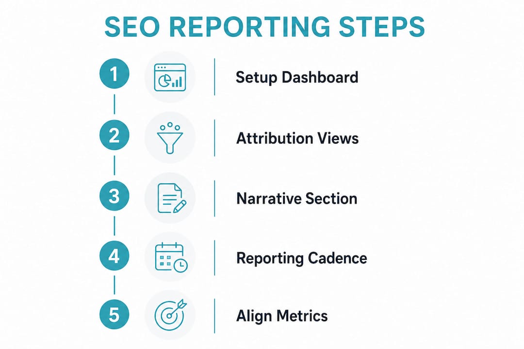 Infographic outlining steps for transparent SEO reporting