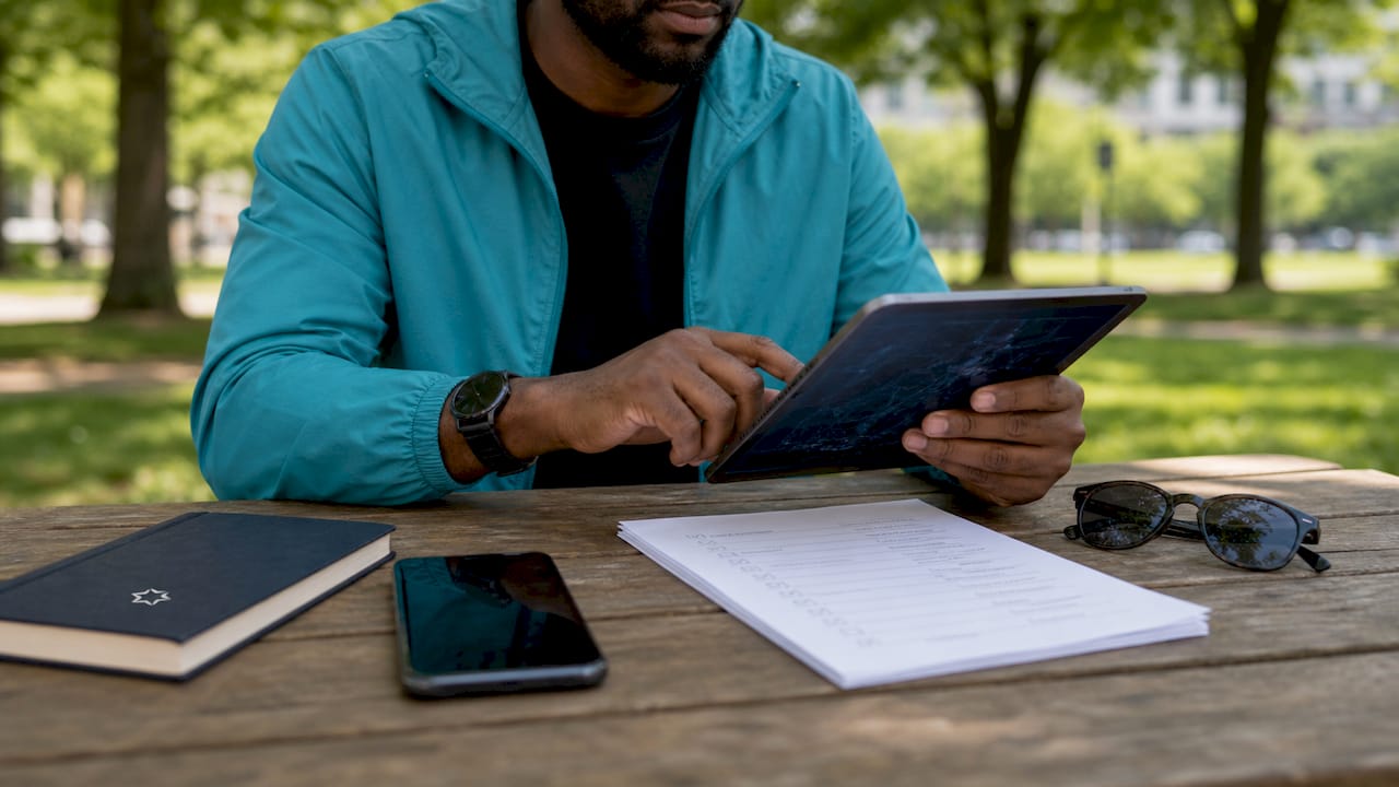 Hands using tablet to optimize local SEO profile