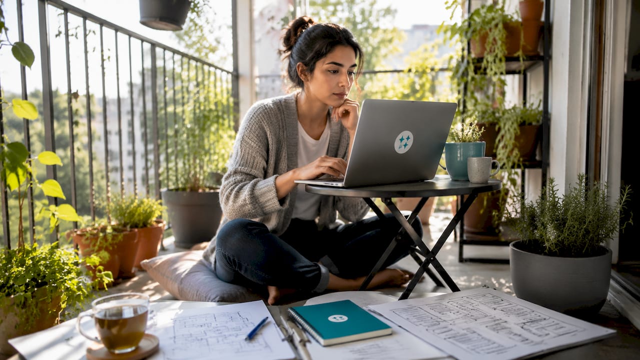Marketer optimizing local landing pages at home