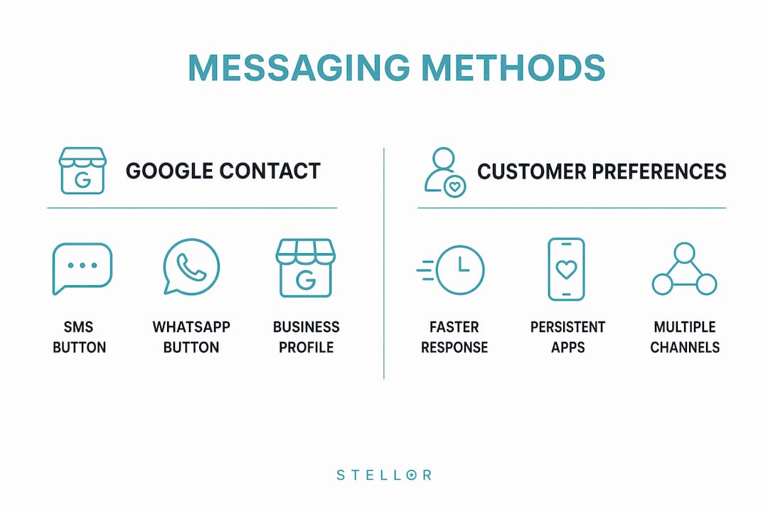 Infographic comparing Google contact methods and customer preferences