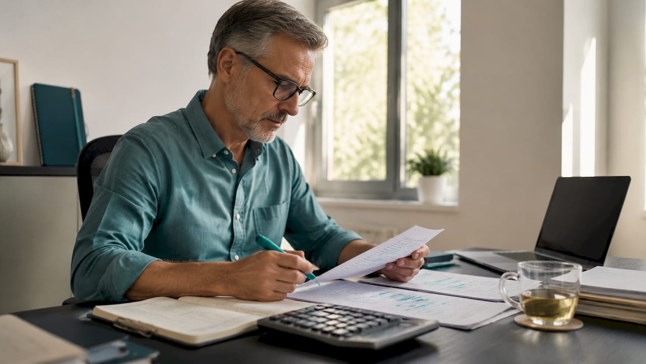 Accountant highlighting AI citation notes on paper