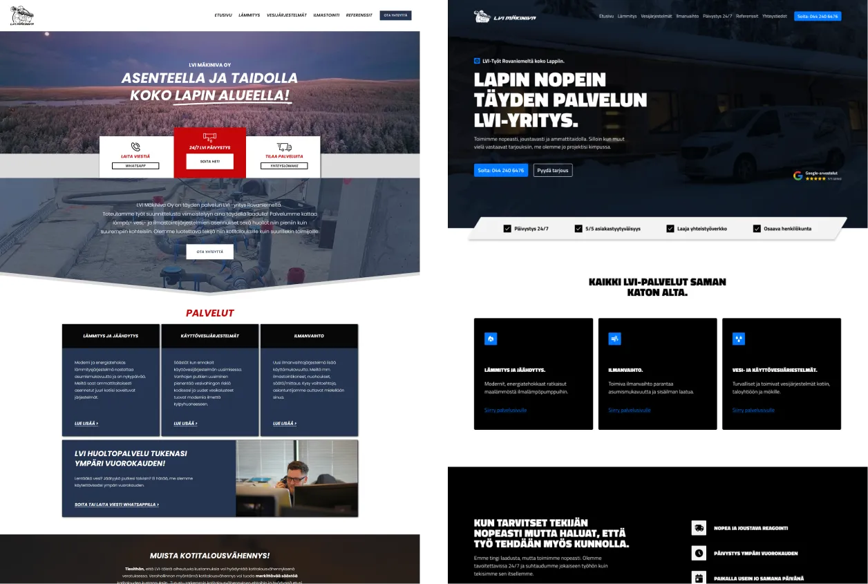 LVI -yrityksen verkkosivut